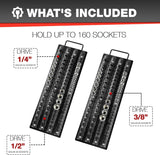 160Pcs ABS Socket Organizer Driver Socket Holder,Abs Tools-Socket Holder,1/4-Inch X 52 Clips,3/8-Inch X 60 Clips, 1/2-Inch X 48 Clips,Premium Quality Socket (2 Pack)