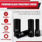 30Pcs 1/2" Socket Set, Drive Deep Impact Socket Set, Including 3 ", 5", 10" Impact Extension Bar, Standard SAE (3/8 "- 1") and Metric (10Mm-24Mm),Impact Adapter,Cr-V Steel