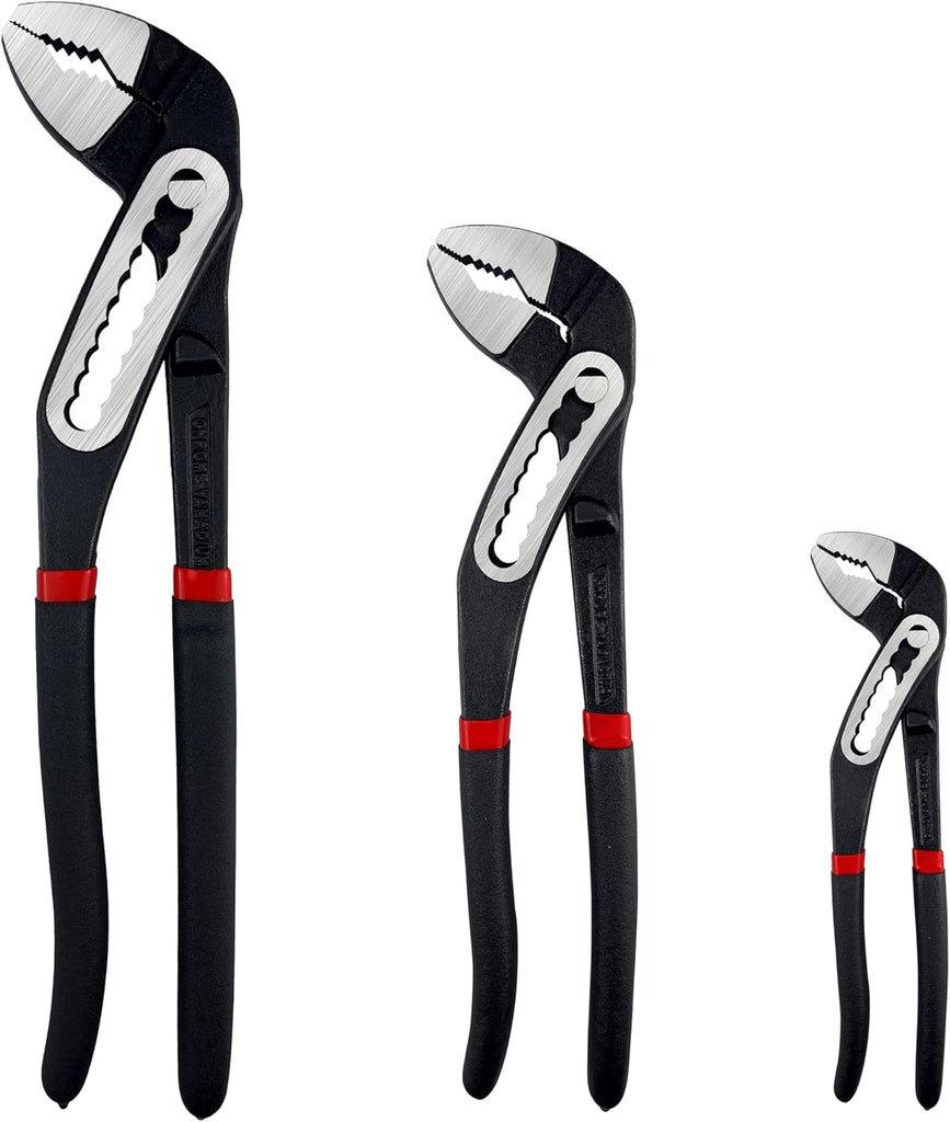 3Pcs Pump Pliers Set, Fast Adjustable Water Pump Pliers, V-Jaw Tongue and Groove Pliers, 50CR-V, 7-Inch, 10-Inch, 12-Inch