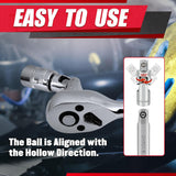 54Pcs 1/4" Socket Set,Drive Impact Socket Set, Sae/Metric, Deep & Shallow with Universal Joint,Extension Bars,Hex Bit Holder, Spinner Handle,Ratchet,Cr-V Steel,6 Point,4-14Mm,5/32-9/16 Inch