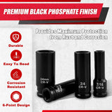 29Pcs 1/2" Socket Set, Drive Deep Impact Socket Set, Including 3 ", 5", 10" Impact Extension Bar, Standard SAE (3/8 "- 1") and Metric (10Mm-24Mm), Cr-V Steel