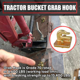 2 Pack 3/8" Tractor Bucket Grab Hook Grade 70 Forged Steel Bolt on Grab Hook Tow Hook Mount with Backer Plate, Work Well for Tractor Bucket, RV, UTV, Truck