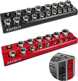 2Pcs 1/2" Magnetic Socket Organizer Set,Sae & Metric Socket Holder Kit, Socket Trays,Holds 35 Deep and Shallow 1/2" Sockets(Sockets Not Included)