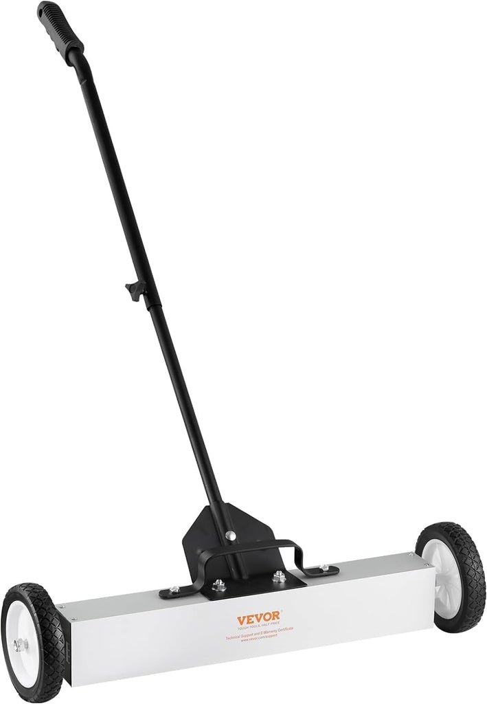Rolling Magnetic Sweeper with Wheels, 50Lbs 24-Inch Large Magnet Pickup Lawn Sweeper with Telescoping Handle