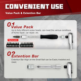 86PCS 1/4”&3/8” Drive Impact Socket Set,Socket Wrench Set,Include Ratchet Handle, Extention Bar, Adapter, 1/4" Bits,Metric/Sae,Deep/Shallow,6-Point,Cr-V Steel,Mirror