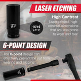 40Pcs 1/2" Socket Set, Drive Deep Impact Socket Set, Including 3 ", 5", 10" Impact Extension Bar, Standard SAE (3/8 "- 1") and Metric (10Mm-24Mm), Sandblasting,Impact Coupler,Cr-V Steel