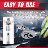 35Pcs 1/4"&3/8” Drive Impact Socket Set,Drive Master Socket Set,Sae/Metric with 3/8" Drive Head Ratchet,Drill Adapter,Extension Bar,6 Point,Cr-V Steel,Mirror Chrome