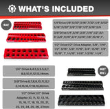 6Pcs Magnetic Socket Organizer Set, 1/2", 1/4" and 3/8" SAE & Metric Deep & Shallow Socket Holder Kit, Socket Trays,Holds 143Pcs Sockets (Sockets Not Included)