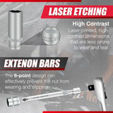 69Pcs 1/4”&3/8" Drive Impact Socket Set,Drive Master Socket Set,Sae/Metric, Deep & Shallow with Drive Head Ratchet,Drive Spark Plug Socket,Extension Bar (3” & 6”),6 Point,Cr-V Steel