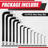 13PCS Hex Key Set,Jumbo Allen Wrench Set, Metric 2-19Mm, Precision Hex Key Set, S2, BLACK, Jumbo Hex Key Allen Wrench Set for Professional Use