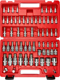 64PCS 1/4,3/8&1/2” Master Torx Bit Socket Set and External Torx Socket Set,E4-E24,T6-T70,Tt6-Tt70,Tp8-Tp60,Adapters,S2 and Cr-V Steel
