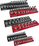 6Pcs Magnetic Socket Organizer Set, 1/2", 1/4" and 3/8" SAE & Metric Deep & Shallow Socket Holder Kit, Socket Trays,Holds 143Pcs Sockets (Sockets Not Included)