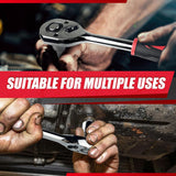 32Pcs 1/2" Drive Impact Socket Set,Metric, Deep with 3/8"F to 1/2"M Universal Joint,Extension Bar (5” & 10”),Ratchet Wrench,Spark Plug Socket,6 &12 Point,Cr-V Steel,Mirror Chrome