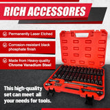 40Pcs 1/2" Socket Set, Drive Deep Impact Socket Set, Including 3 ", 5", 10" Impact Extension Bar, Standard SAE (3/8 "- 1") and Metric (10Mm-24Mm), Sandblasting,Impact Coupler,Cr-V Steel