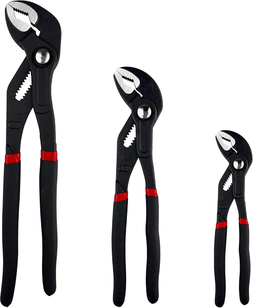 3Pcs Water Pump Pliers Set, Fast Adjustable Water Pump Pliers, V-Jaw Tongue and Groove Pliers, Groove Joint Pliers Set, 50CR-V, 7-Inch, 10-Inch, 12-Inch