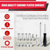 54Pcs 1/4" Socket Set,Drive Impact Socket Set, Sae/Metric, Deep & Shallow with Universal Joint,Extension Bars,Hex Bit Holder, Spinner Handle,Ratchet,Cr-V Steel,6 Point,4-14Mm,5/32-9/16 Inch