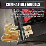 2 Pack 3/8" Tractor Bucket Grab Hook Grade 70 Forged Steel Bolt on Grab Hook Tow Hook Mount with Backer Plate, Work Well for Tractor Bucket, RV, UTV, Truck