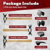7PCS Auto Body Repair Kits, Carbon Steel, Car Fender Repair Tools, Car Body Dent Repair Kit for Collision Repair
