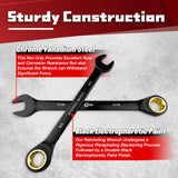 9PCS Anti-Slip Ratcheting Combination Wrench Set, SAE 1/4"-3/4", 72-Tooth, Cr-V Steel, 12 Point with Roll up Pouch