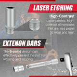 54Pcs 1/4" Socket Set,Drive Impact Socket Set, Sae/Metric, Deep & Shallow with Universal Joint,Extension Bars,Hex Bit Holder, Spinner Handle,Ratchet,Cr-V Steel,6 Point,4-14Mm,5/32-9/16 Inch