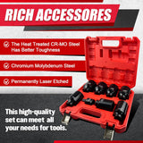 8PCS 1/2" Axle Nut Socket Set,Drive Spindle Wheel Axle Nut Wrench Large Sockets,Cr-Mo Steel,6-Point,1-11/16-1-3/4Inch and 3/4 to 1/2 Adapter