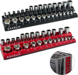 2Pcs 3/8" Magnetic Socket Organizer Set,Sae & Metric Socket Holder Kit, Socket Trays,Holds 56 Deep and Shallow 3/8" Sockets(Sockets Not Included)