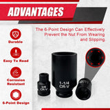 66PCS 1/2” Impact Socket Set,Drive Deep and Shallow Impact Socket Set,Sae&Metric(3/8"-1-1/4",8-24Mm) with Drive Ratchet Handle,Extension Bars,Universal Joint and Adapter,Cr-V Steel