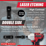 5PCS 1/2" Drive Impact Socket Set,Flip Socket Set,Metric(17X19,21X22 Mm) & Sae(3/4X13/16,7/8X15/16In) with 3” Extension Bar,Cr-Mo Steel,Double Ended Thin Wall Nut Sockets