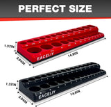 2Pcs 3/8" Magnetic Socket Organizer Set,Sae & Metric Socket Holder Kit, Socket Trays,Holds 56 Deep and Shallow 3/8" Sockets(Sockets Not Included)