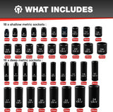 64Pcs 3/8" Socket Set,Drive Impact Socket Set, Sae/Metric, Deep & Shallow, Cr-V Steel, 6 Point with Adapters, 72T Ratchet Handle, Extension Bars,Bit Adapter,6-24Mm,5/16-1 Inch