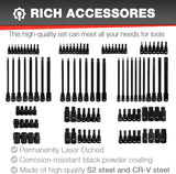 107PCS Bit Socket Set,1/4”,3/8 & 1/2” Drive Bit Socket Set,Torx/Extra Long Torx/Tamper Proof Torx/Hex/Ball End Hex,S2 Alloy Steel & Cr-V,Sae&Metric