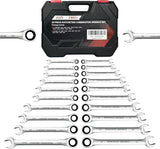 22PCS Ratcheting Combination Wrench Set,Combo Ratchet Wrenches Set,72 Teeth, Metric & Sae,6-18Mm,1/4-3/4",Cr-V Steel