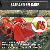 2Pcs Bolt on Tractor Bucket Grab Clevis Mount Hooks with 1/2In D Ring Shackle Loader Chain Grab Hook, Gold and RED