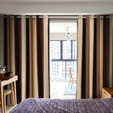 Bedroom Curtains Absolute Heat Insulation Chenille Vertical Striped Color Window Curtains Living Room Buttonhole Curtains Single Panel (W52Xl95, Brown)