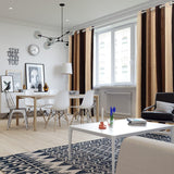 Bedroom Curtains Absolute Heat Insulation Chenille Vertical Striped Color Window Curtains Living Room Buttonhole Curtains Single Panel (W52Xl95, Brown)