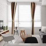 Bedroom Curtains Absolute Heat Insulation Chenille Vertical Striped Color Window Curtains Living Room Buttonhole Curtains Single Panel (W52Xl95, Brown)